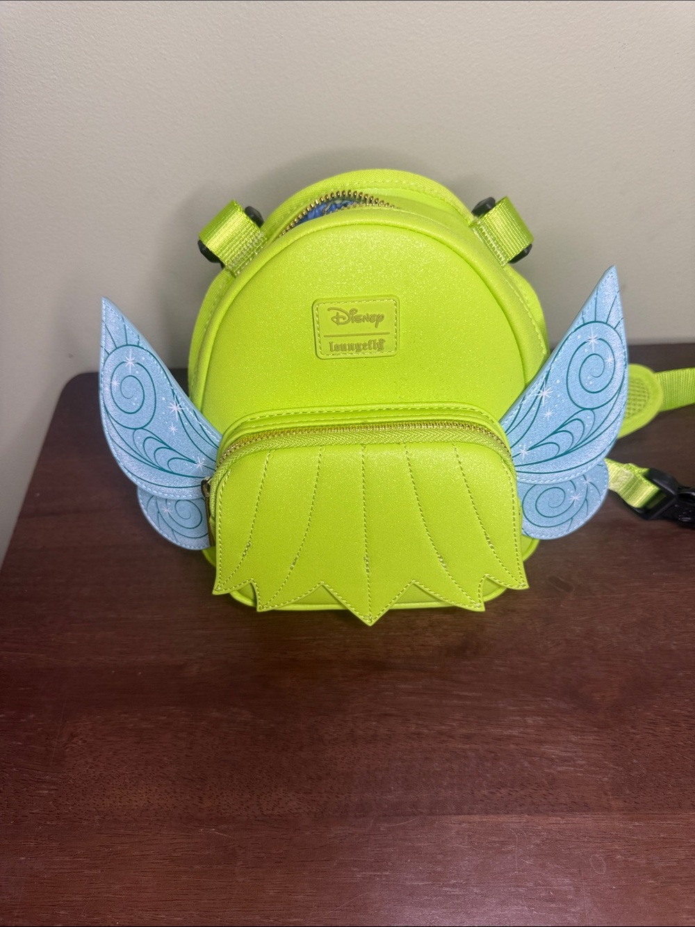 Disney loungefly Neon Lime green Tinkerbell mini Backpack/harness for dogs.